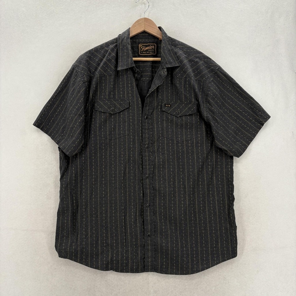 Howler Brothers H Bar B Snapshirt Mens XL Gray Lightning Stripe Cowboy Western